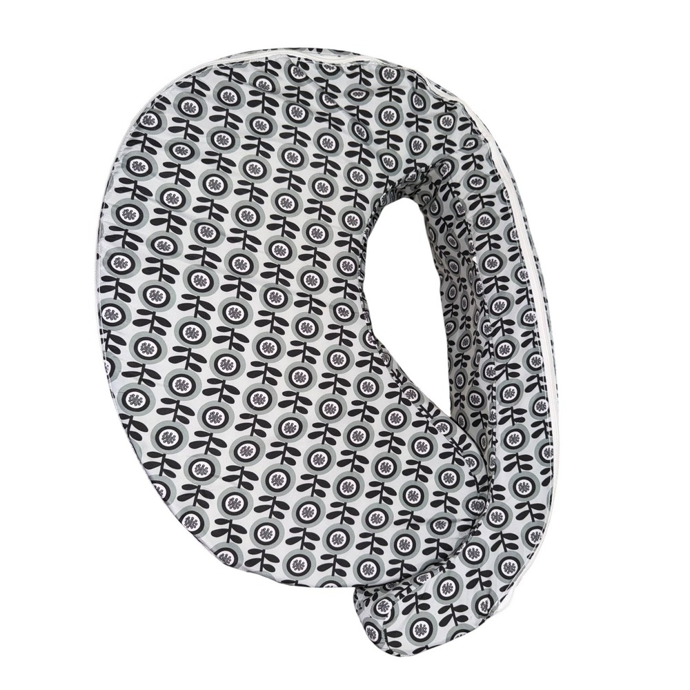 My Brest Friend Nursing Pillow Slipcover Gray‎ Black Floral EUC